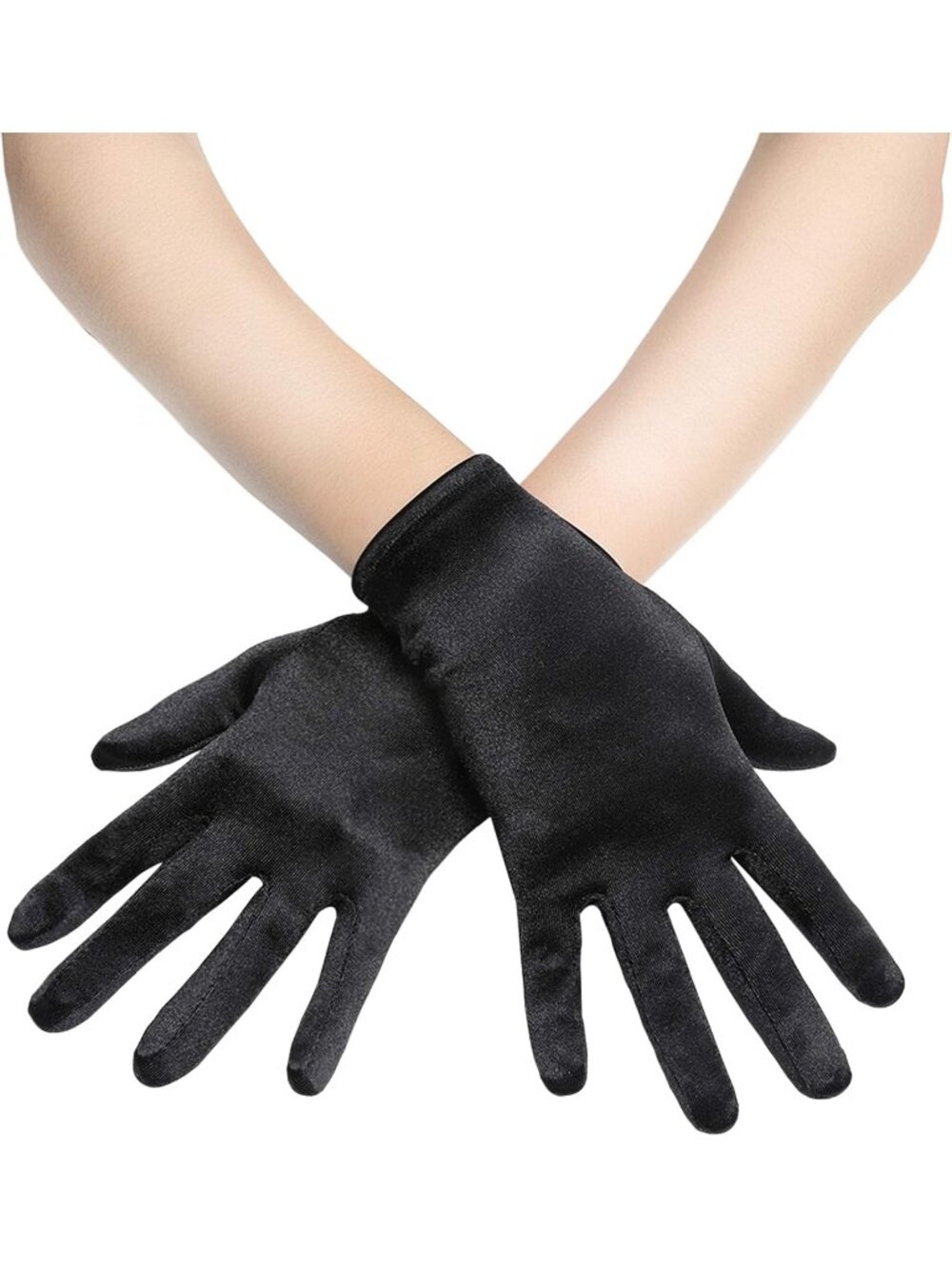 Women's Black 1920s Bridal Tea Party Wedding Short Satin Opera Gloves